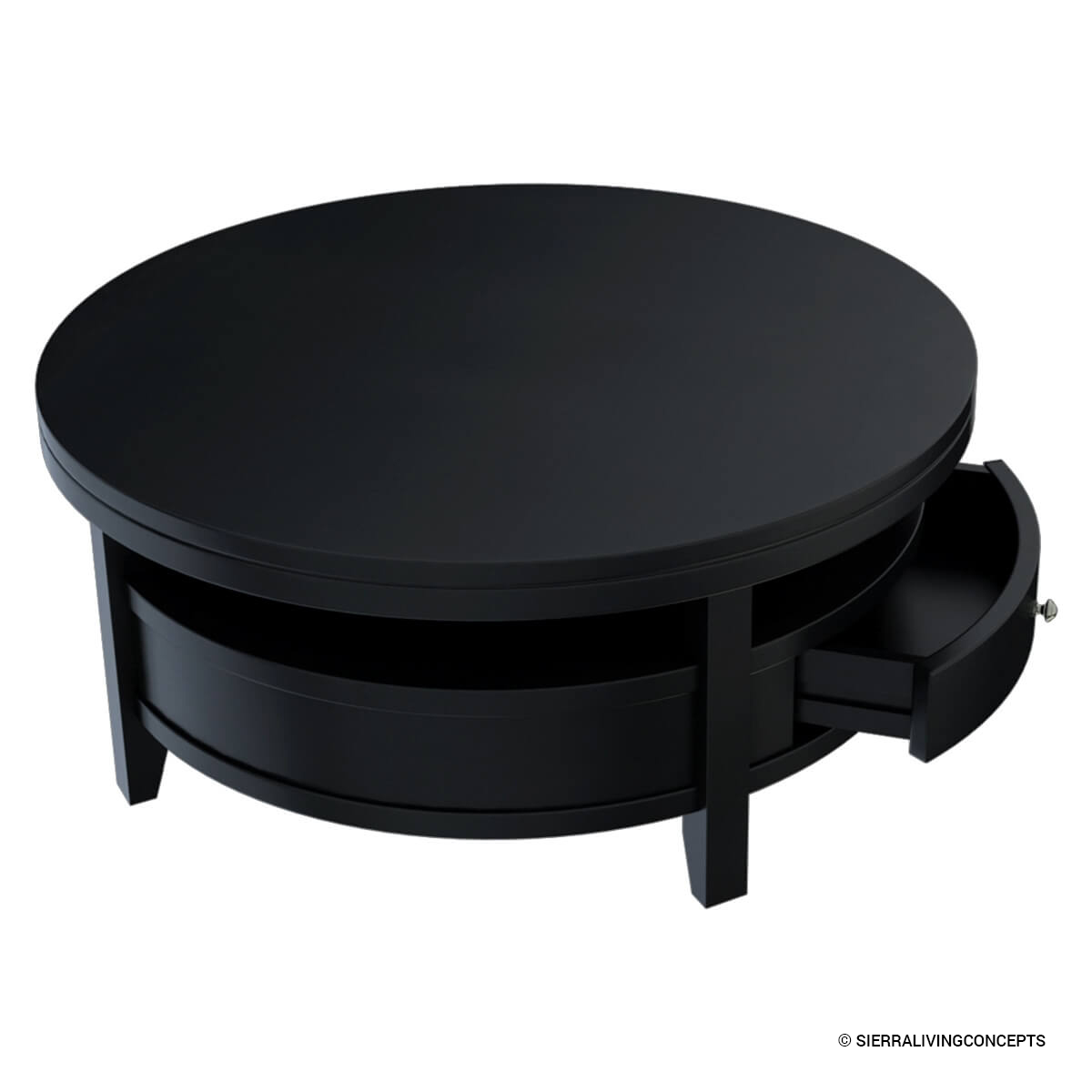 Toledo Solid Wood Black Modern Round Coffee Table Image